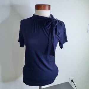 Tory Burch Logo Button Shoulder Short Sleeve